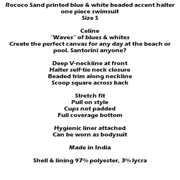 NWT Rococo Sand printed beaded one piece swimsuit - Picture 9 of 9